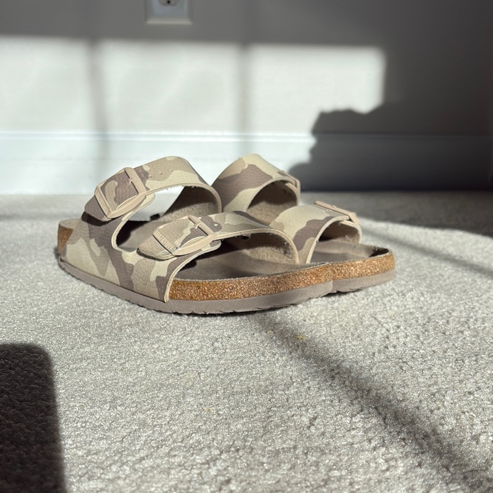 Birkenstock Tan Sandals with Cork Footbed and Suede Straps